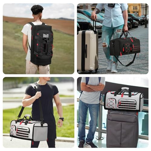 Bosstin Gym Bag for Men & Women, 45L Travel Duffle Sports Duffel Bag Gym Weekender Overnight Backpack with Shoe Compartment (Grey) - color: 2Grey