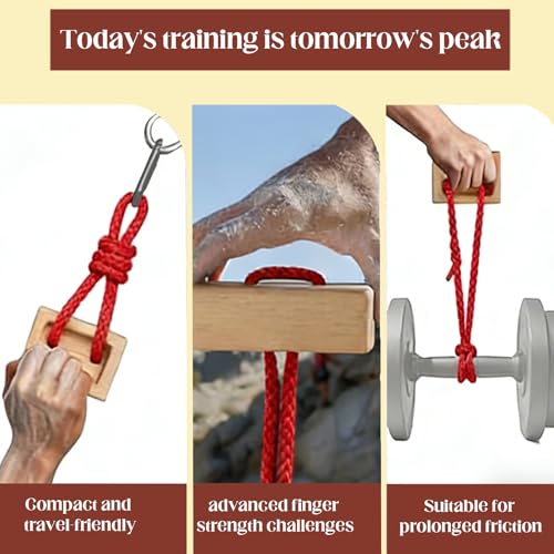 Portable Hangboard, Climbing Hangboard, Dual-Pocket Grip Blocks for Finger Strength, Power, and Forearm Training, Adjustable Rope and Metal Clips Included
