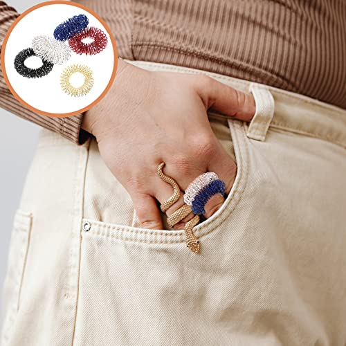 5pcs Spiky Sensory Finger Finger Massager Roller Silent Toy for Finger Massage (Gold Silver Black Blue Red)