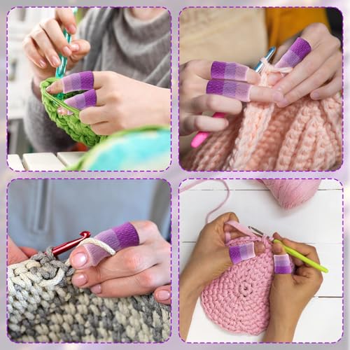 10 PCS Crochet Finger Guard,3.9-Inch Finger Crochet Finger Protector Cover | Compression Sleeves for Knitting Finger Protector for Tension Control and Preventing Yarn Burn