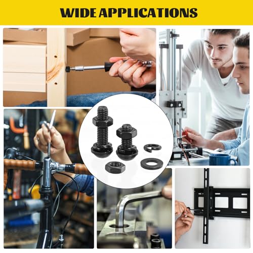 660PCS M4 Screws with Nuts Assortment Kit, M4-0.7 x 6/8/10/12/16/20/30 mm Hex Button Head Cap Bolts, Nuts & Washers Assorted Set - Grade 10.9 Alloy Steel Machine Screw, Black Zinc Plated - size: M4 660pcs