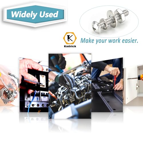 Kadrick 304 Stainless Steel Screws,920Pcs Machine Screw Assortment,#4-40#6-32#8-32#10-24 Assorted Phillips Pan Head SAE Screws Nuts & Washers Set,Bolts and Nuts Kit - size: SS #4-#10 920Pcs
