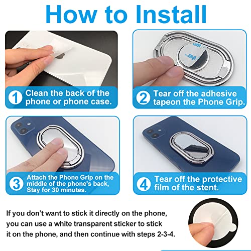 Cell Phone Ring Holder Finger Kickstand, CLZWiiN Foldable 360° Rotation Cellphone Stand for Desk, Office Desktop, Magnetic Car Mount, Metal Multi-Angle for Phone Back Grip (Silver) - color: Silver