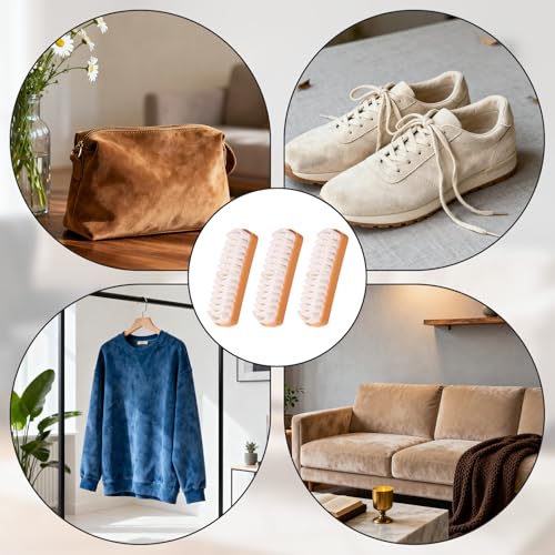 3pcs Rubber Suede Shoe Brush and Eraser, Shoe Cleaning Brush with Soft Bristle Suede Polish Tool for Nubuck Crepe Shoes Polishing Restoration