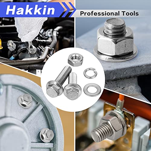 Hakkin 232Pcs Flange Hex Bolts and Nuts Kit M6 M8 M10 Metric Bolt Assortment, 304 Stainless Steel Metric Hex Bolt, M6-1.0 M8-1.25 M10-1.5 Flange Screw Set Nuts and Bolts Assortment Kit - size: 232PCS M6 M8 M10 Flanged Bolts Silver