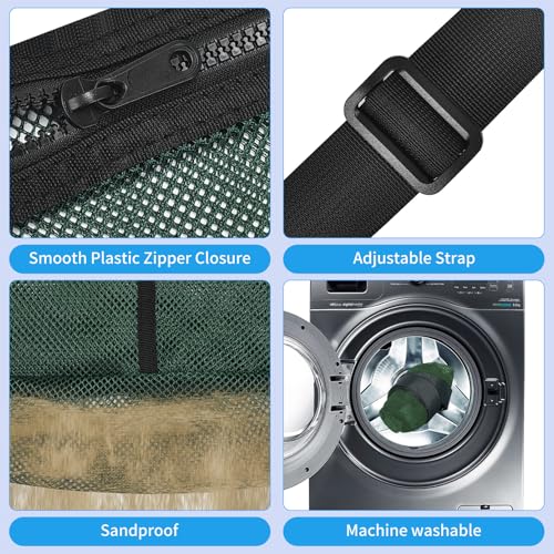 Mildbeer Gym Tote Bag, Mesh Bag Crossbody Satchel 12x6x12 for Gym Beach Ball Games Training Camping Hiking Clothes Storage - color: Forest Green