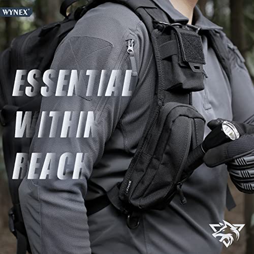 WYNEX Molle Accessories Pouch of Double Zipper Pocket Version, Backpack Strap Pouch Shoulder Strap Molle Attachment Tactical Accessories Bag Shoulder Starps Zipper Pocket Additional Phone Holder - color: Black-1Pcs
