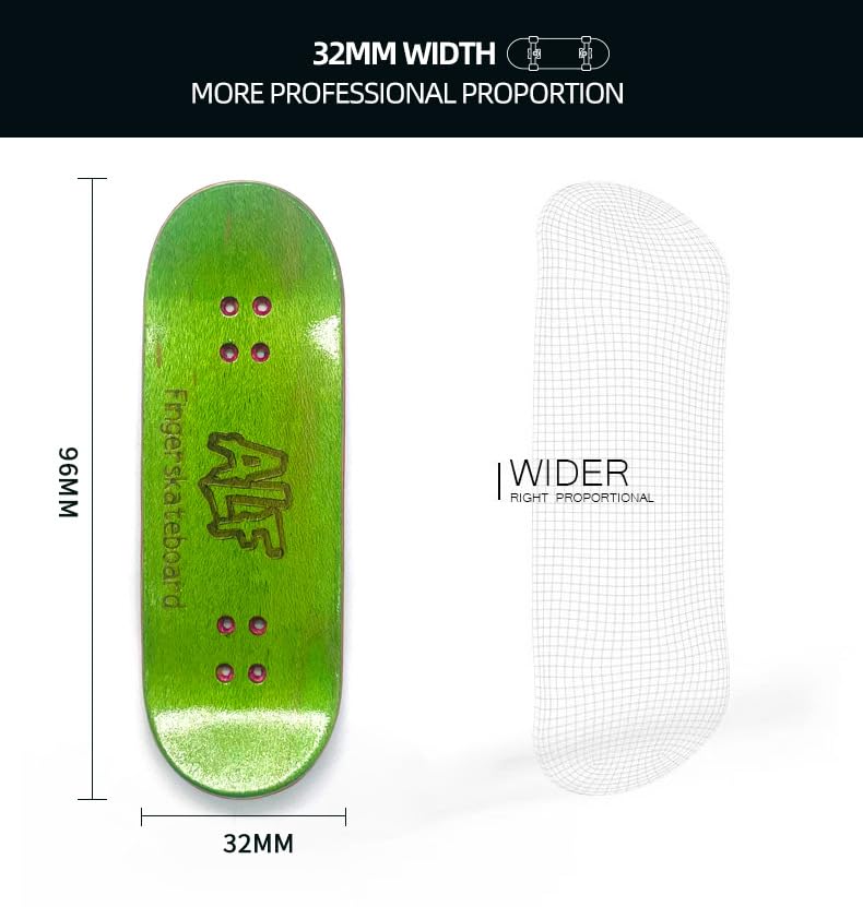 32mm Professional Fingerboard Complete Set, 7 Color Options, 5-Layer Maple Wood Deck with Metal Trucks, Bearing Wheels and Grip Tape (Red) - color: Red