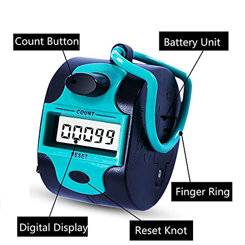 TESEAS Handy Counter Click Manual Digital clicker Stitch Tally Counters Finger Mechanical Palm Handheld Pitch 5-Digit Electronic Display Click Counter Number Count for Row, People, Golf Lap - style: handy tally counter