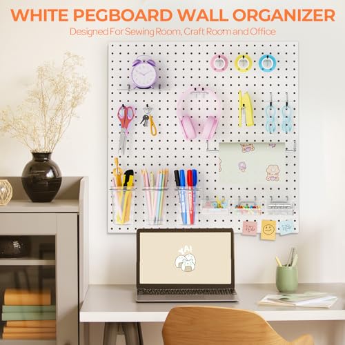 INCLY 70PCS Metal Peg Board Kit with 1/4" Pegboard Accessories | 4 Pack Panels, Bins, Cups and Peg Board Hooks, Paper Towel Holder, Pegboard Wall Organizer, For Craft Room, Office, Sewing - size: 70 PCS