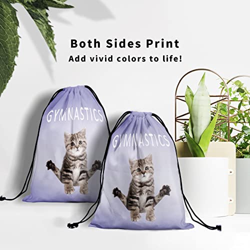 Gymnastics Grip Bag for Gymnasts Gymnastic Drawstring Bag Gym Athlete Bag - color: Purple Gymnastics Cat, size: 9.25" x 12" (Pack of 1)