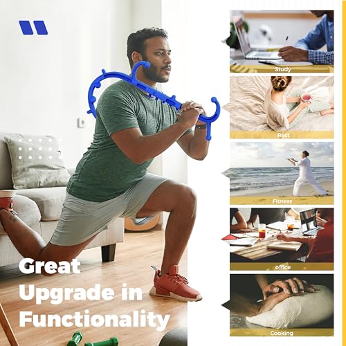 Deep Tissue Back & Neck Massager - Back Massager Stick for Pain Relief, Muscle Knot Remover, Trigger Point Massage Tool for Full Body, Shoulders, Legs - Pressure Point Massage Tool (Blue) - color: Sky Blue