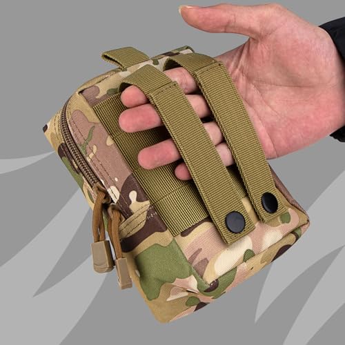 2 Pack Tactical Molle EDC Pouch Multi-Purpose Compact Pack Water-Resistant Utility Pouch with Flag Patch - color: Camo