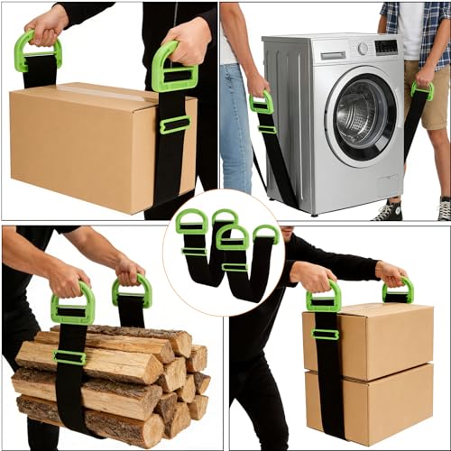 Moving Straps,Lifting Straps 1 Person Adjustable Moving Strap for Easily Moving Furniture,Appliances,Mattresses,Heavy Objects up to 600lbs - color: Green
