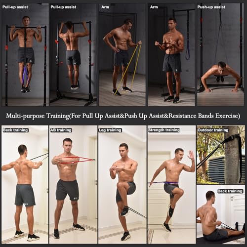 Ally Peaks Pull Up Assistance Bands,Heavy Duty Resistance Band for Pull Up Bar,Adjustable Weight/Size with Fabric Feet/Knee Rest Pull up bands,Up to 410lbs Assistance,resistance bands and assist bands - style: 4 resistance bands+Fabric Feet