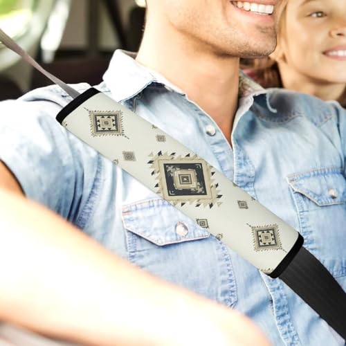 2 Pack Rustic Aztec Western Geometric Grey Car Seat Straps Shoulder Pads Breathable Shoulder Protector for Elderly Support, Most Cars, Pressure Relief - color: Pattern 577