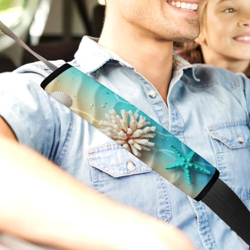 Universal Soft and Comfortable Blue Ocean Sea Shell Seat Belt Cover for Kids, Most Cars, 2 Piece Seat Belt Covers Cushion Shock Absorption - color: Pattern 1103
