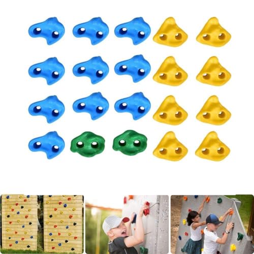 JEOZBM 20 Rock Climbing Holds, Rock Wall Climbing Kit with with Mounting Hardware, Plastic Kids Wall Rock Climbing Stone, Children's Sports Equipment Rock