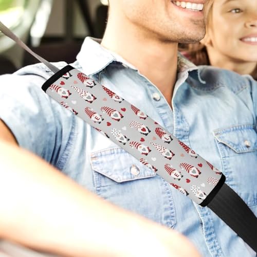 2 Pack Breathable Car Seat Straps Shoulder Pads for Elderly Support, All Vehicles, Love Heart Gnome Pattern Seat Belt Cushion, Neck and Shoulder Support - color: Pattern 1272