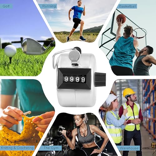 2 Pack Hand Tally Counter, 4-Digit Metal Mechanical Clicker | Battery-free manual counters with lanyards for people counting, lap tracking, golf, coaching, classrooms, inventory & events.