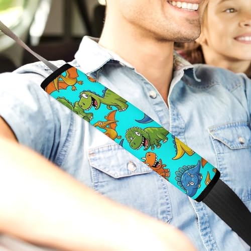 Universal Soft and Comfortable Seat Belt Shoulder Pad for Adult Use, Most Cars, 1 Pair Dinosaurs Harness Pads Strap Anti-Slip Pad - color: Pattern 1087