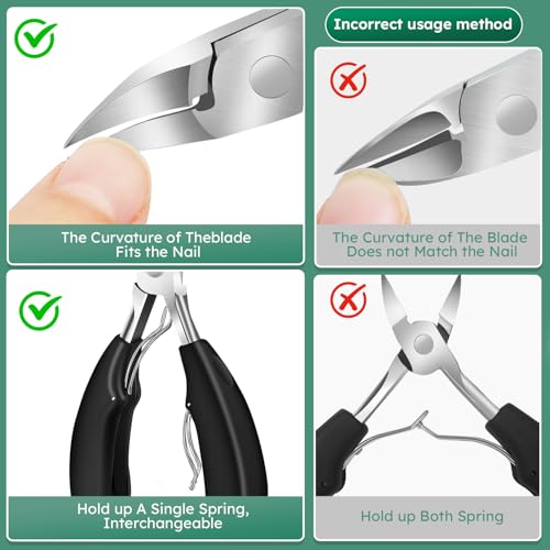Toenail Clippers for Seniors Thick Toenails, CLPPNA Large Toe Nail Clippers Set for Men with Wide Jaw, Sharp Heavy Duty Ingrown Toenail Clippers Nail Cutter, Long Handle with Slanted Curved Blade - style: 6PCS(Ingrown & Angled & Slanted)