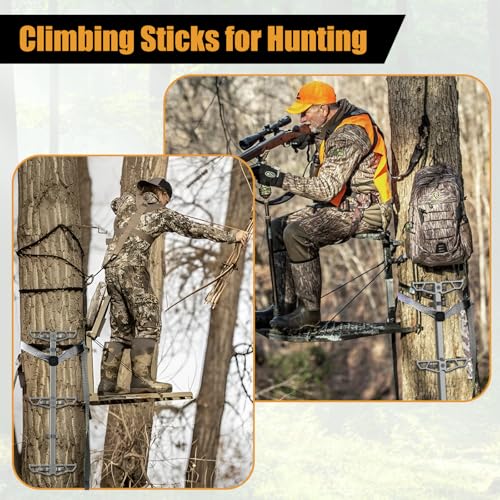 30" Climbing Sticks,Lightweight Aluminum Treestand Climbing Sticks for Hunting,Non-Slip TreeStand Climbing Steps for Saddle Hunting Sticks Kit (3-Pack)