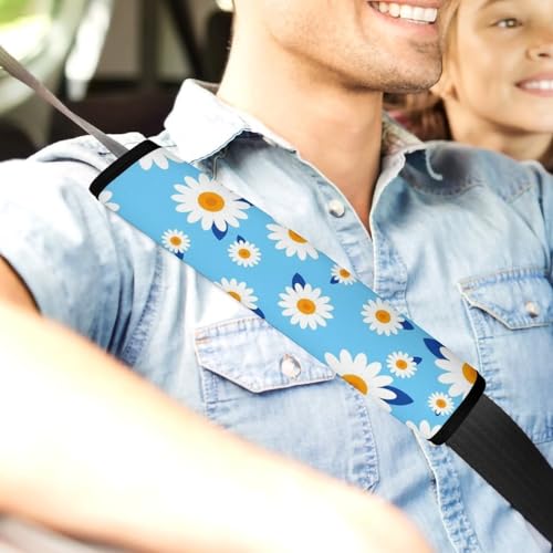 Universal Fit Seat Belt Shoulder Pad for Adult Use, Most Cars, 2 Pack Cute Daisy Flowers Classic Harness Pads Strap Pressure Relief - color: Pattern 524