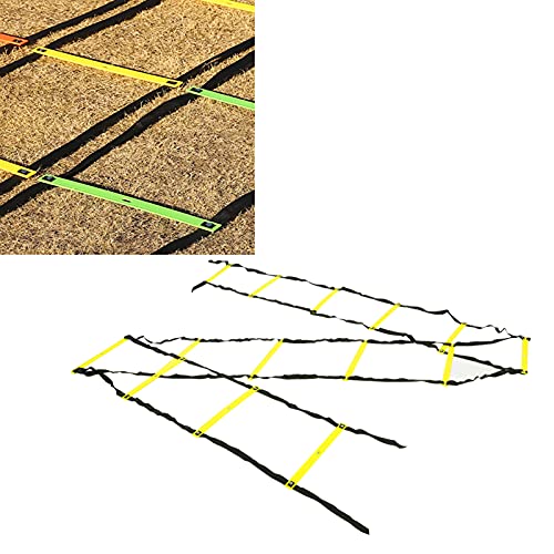 banapoy Agility Ladder, 14 Rung Fixed Distance 7M Speed Ladder, PP Material Training Equipment with Angle Marks and Lightweight Non Slip Design for Soccer Football Fitness Coaches Athletes - color: Yellow