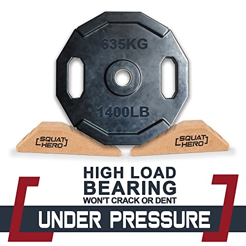 Cork Squat Wedge Block, Pack of 2 | For Knees Over Toes and Weight Lifting, Patent Pending Non-Slip Slant Board for Deadlift, Calf Stretcher