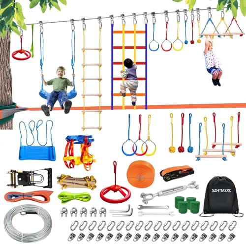 Wooden Rope Ladder for Kids Backyard, Climbing Ladder 350lb | Hardwood Rungs with Durable Weatherproof Rope for Ninja Course, Treehouse, Indoor Outdoor Playground Equipment CPSC Approval - size: Rope Ladder