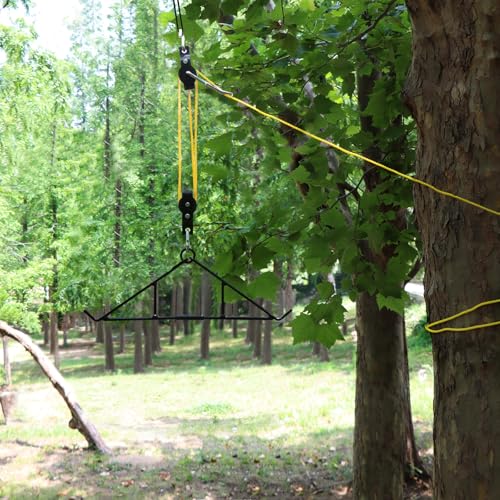 Highwild Game Hoist Gambrel & Deer Hanger Kit, 700 LB Deer Hoist Pulley System with 4:1 Lift Ratio and 44FT Rope