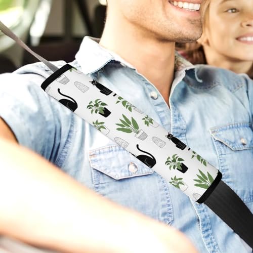 2 Pack Funny Black Cat Plant Garden Seat Belt Cover Universal Fit Shoulder Harness Cover for Girls and Boys, Car Seats Pushchair Strollers High Chair Pushchair - color: Pattern 1154