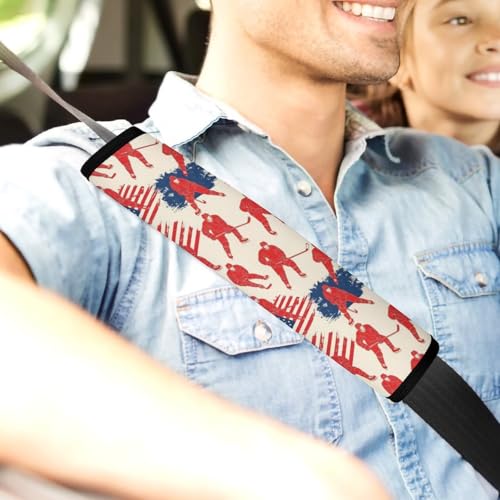 2 Pack Breathable Car Seat Belt Pad for Child, Stroller Pushchair High Chair, Ice Hockey American Flag Neck Strap Covers, Neck and Shoulder Support - color: Pattern 390