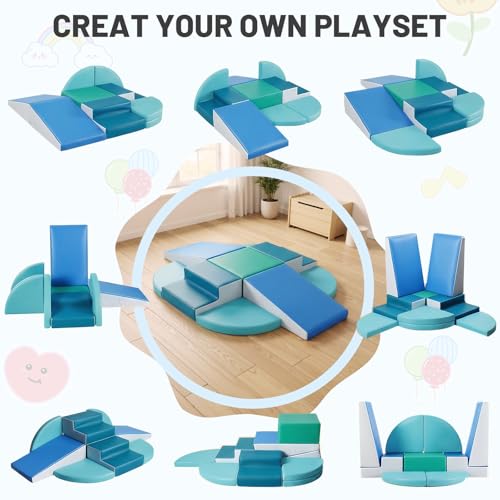 TODIBY 9-Piece Climbing Toys for Toddlers: Soft PU Leather Foam Blocks - Baby Climb and Crawl Activity Blocks - Kids Play Gym Equipment Indoor for Development(Modern) - style: Modern
