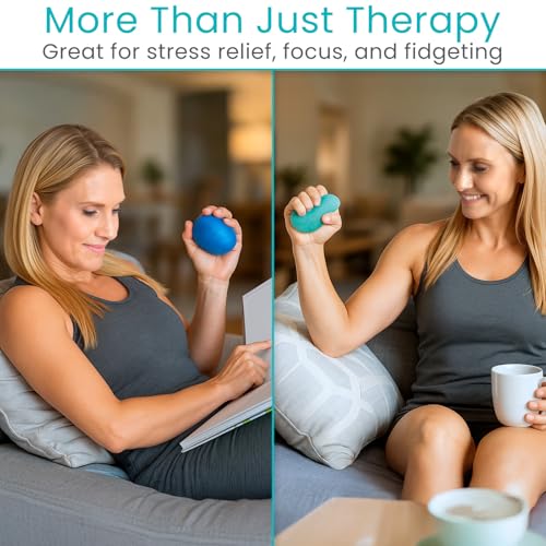 Vive Squeeze Balls for Hand Therapy Set (4 Pack) - Grip Strengthener | Occupational Exercise Equipment for Arthitis, Parkinsons, Stroke, Carpal Tunnel Recovery - Stress Relief Massage Putty Finger