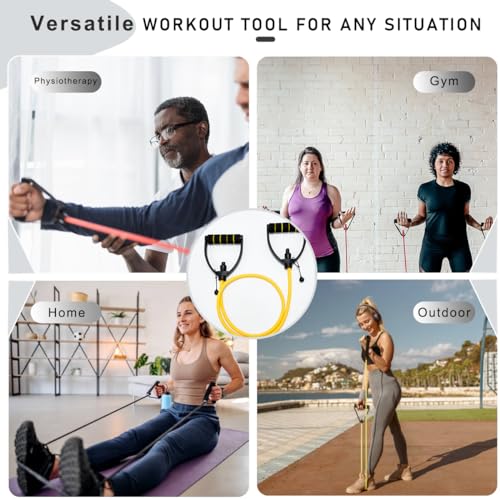 ZHIAMZ Exercise Bands with Handles, Resistance Tube & Door Anchor | Physical Therapy & Rehab, Natural Rubber Tube, Adjustable, D-Handles, Strength, Pilates, Workout - color: 3PCS- 60lbs
