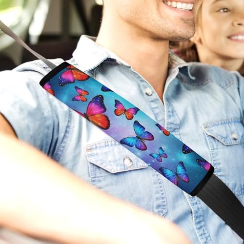 2 Pack Butterfly Galaxy Car Seat Straps Shoulder Pads Universal Soft and Comfortable Seat Belt Cushion for Adults and Children, Stroller Pushchair High Chair - color: Pattern 1082