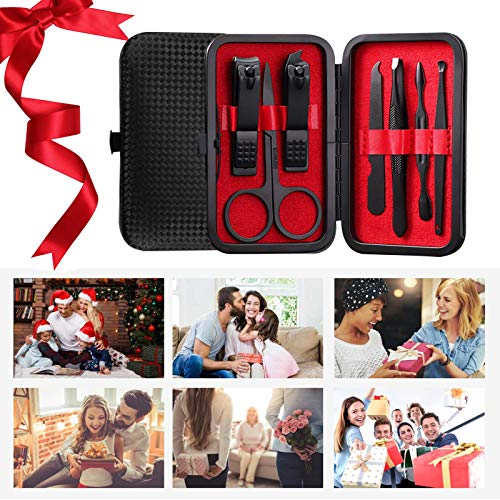 Manicure Set Pedicure Kit Womens Nail Clippers Set 32 in 1 Professional Grooming Care Tools Nail Kit Including Facial, Fingernails and Toenails Care with Travel Case Women (Red_7 Pieces) - color: Red_7 Pieces