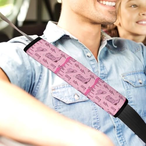 Universal Soft and Comfortable Seat Belt Shoulder Pad for Adult Use, Most Cars, 1 Pair Glitter Cowgirl Hat Boots Harness Pads Strap Anti-Slip Pad - color: Pattern 1249
