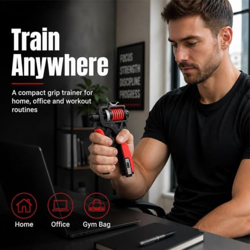Adjustable Resistance Hand Grip Strengthener, Grip Strength Trainer Forearm Exerciser Kit with Automatic Counter, Ergonomic Design for Athletes Musicians Injury Recovery - color: Black