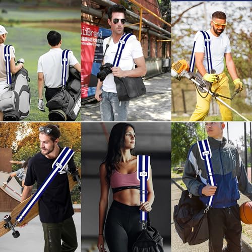 ZINZ 75" Shoulder Strap with Fixed Pad and Dual Balanced Buckles,Blue-White-Blue Stripe - color: Blue-white-blue Stripe