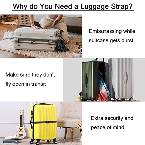 Wisdompro Luggage Strap, 2 Pack Heavy Duty Utility Straps - 48 inch, Black | Lashing Straps with Quick Release Buckle, Adjustable Nylon Belt for Backpacking, Sleeping Bag Compression, Camping, Hiking - color: Black, size: 48 inches