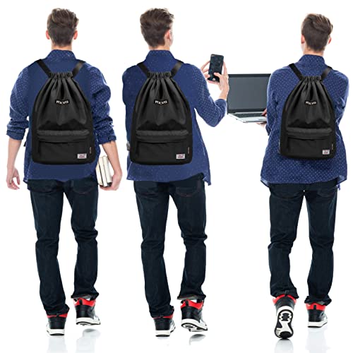 Peicees Waterproof Drawstring Sport Bag Lightweight Sackpack Backpack for Men and Women | Waterproof - color: A_black