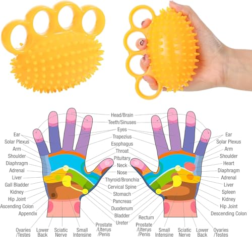 Grip Strengthener Hand Exerciser Ball, Yellow, TPR Material, Ellipse Shaped, Physical Therapy Hand Exercisers for Rehab, Arthritis, Carpal Tunnel, Stress Relief - color: Yellow
