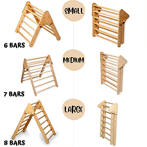 Montessori Wooden Climbing Triangle for Kids | Foldable Indoor Climbing Frame for Children & Toddlers | Wooden Playground Equipment (Medium) - style: Medium