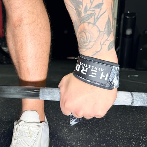 Lifting Wrist Straps – 23" Length x 1.5" Width – Padded Neoprene Cotton Straps for Weightlifting, Powerlifting, Functional Training, Strength Training & Deadlifts – Heavy Duty Grip Support - color: Grey Camo