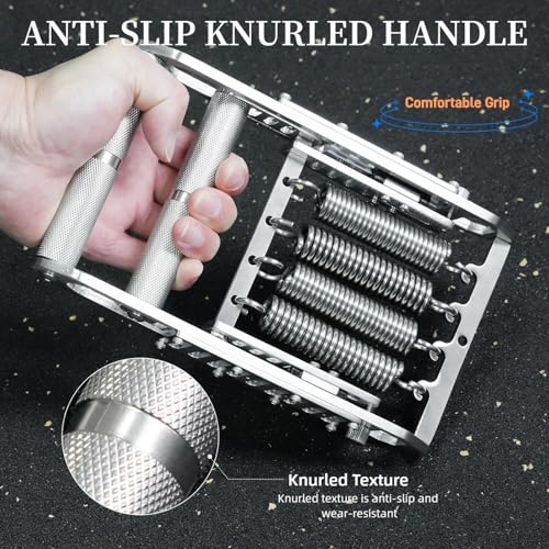 Heavy-Duty 330Lbs Grip Strengthener, 5 Spring Adjustable Hand Gripper Trainer, 304 Stainless Steel No Slip Handle for Climbing