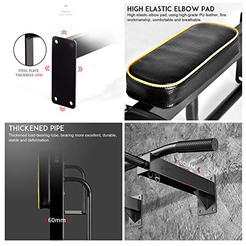 Power Tower,Wall Mounted Chin Up Pull Up Bar with 2 Resistance Band,Fitness Dip Stand Supports to 440 Lbs, Red