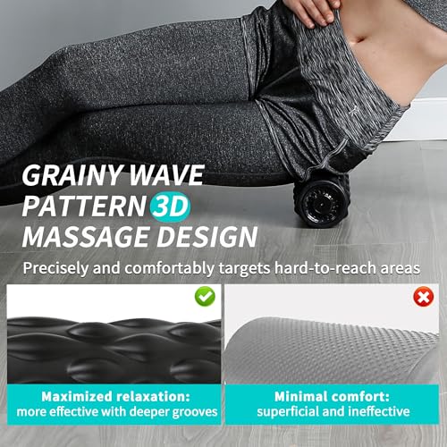 Vibrating Foam Roller,Electric Deep Tissue Massage Roller for Muscle Recovery & Back Pain Relief,4-Speed High Intensity Trigger Point Foam Roller with Carry Bag,Rechargeable Yoga Fitness Roller Black - color: Black